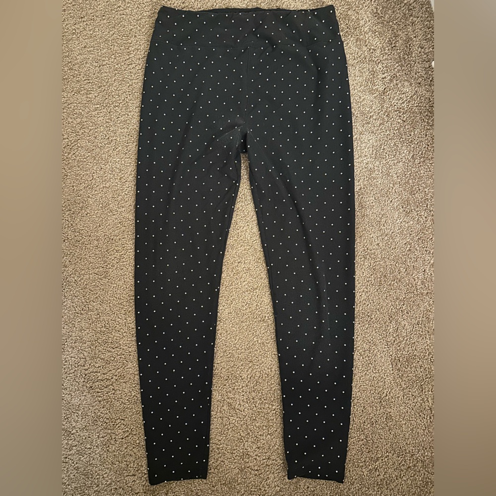 LuLaRoe Black Leggings with White Dots T/C